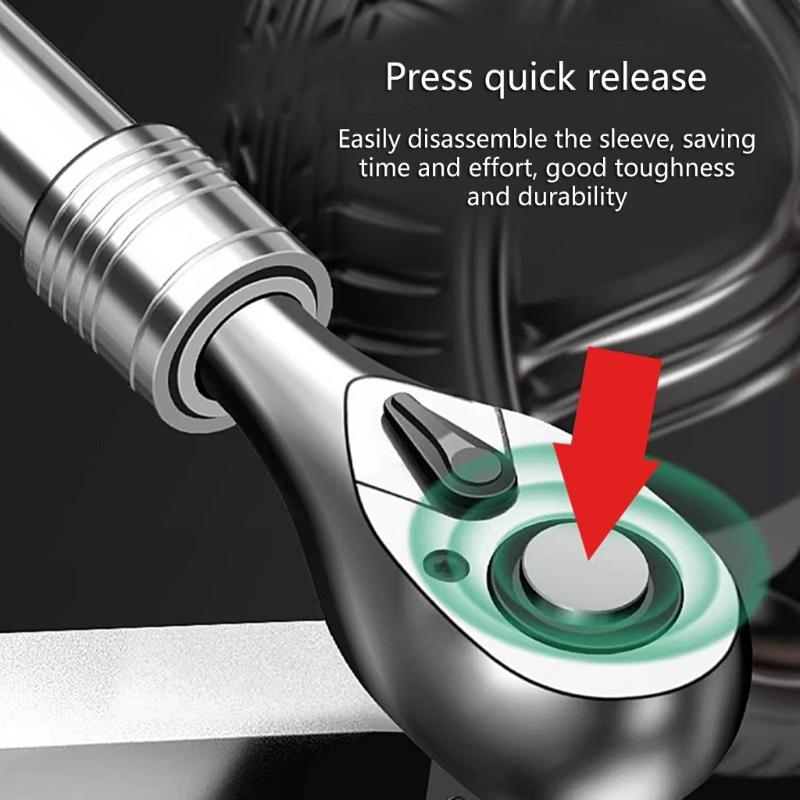 Ratchets Spanners 1/4" 3/8" 1/2" Mini Quick Release Sockets Tool Household Handle Repair Tool Wrenches for Car