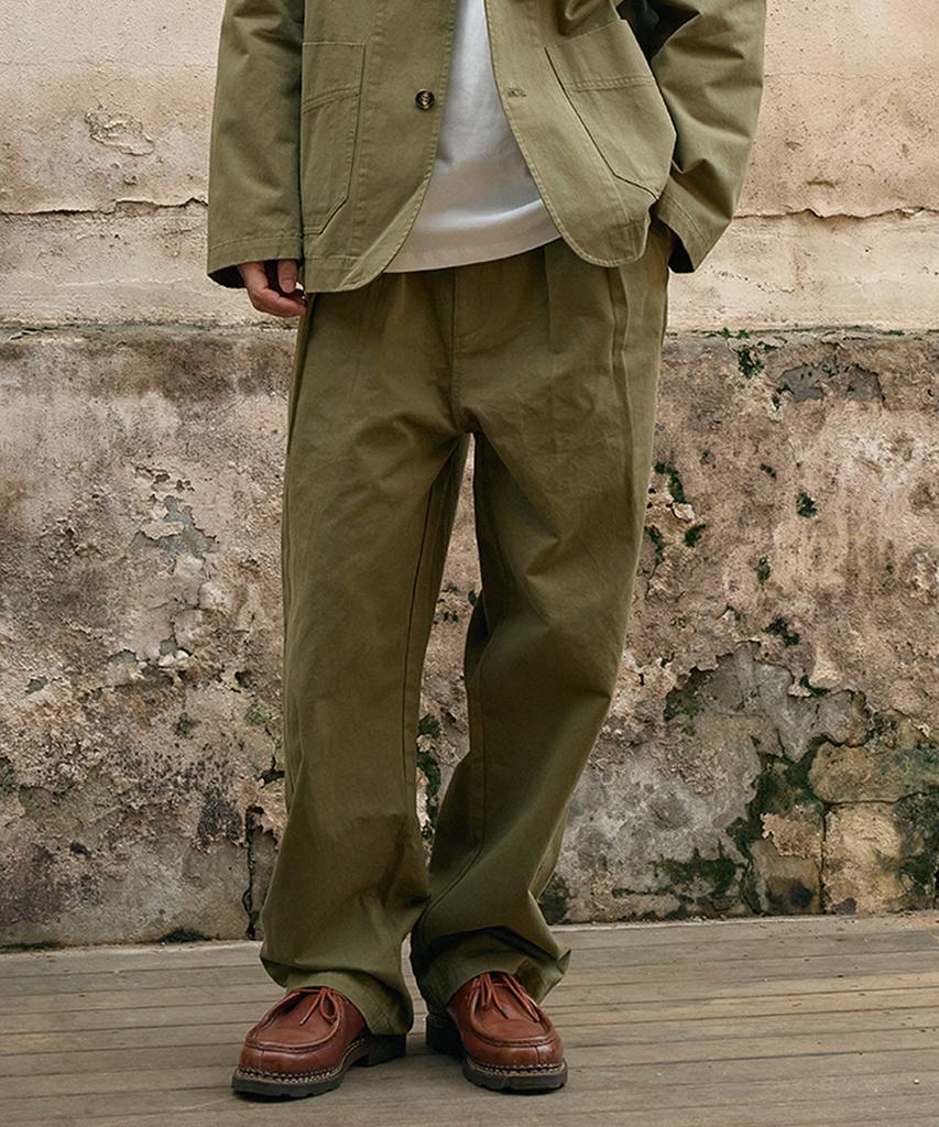 HEAVYI Heavy Cotton One-Pleat Pants_Olive