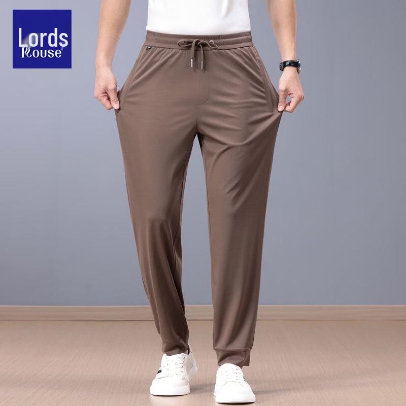 Luozhi Men s Ice-Feel Mulberry Silk Cuffed Casual Pants XL