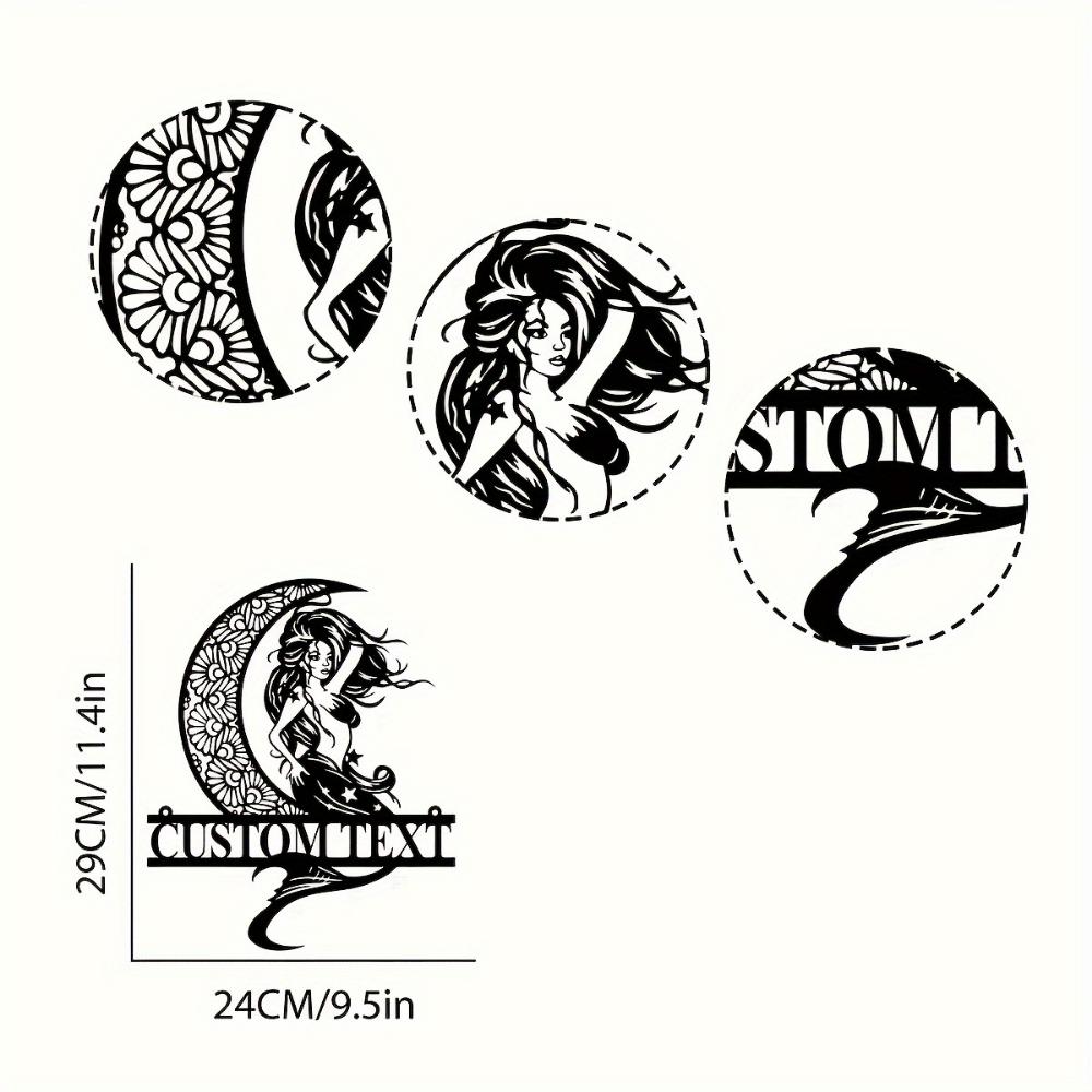 Mermaid Metal Wall Art Custom Outdoor Decor Personalized Gift  Mermaid Wall Art Metal Outdoor Decor Custom Name Personalized