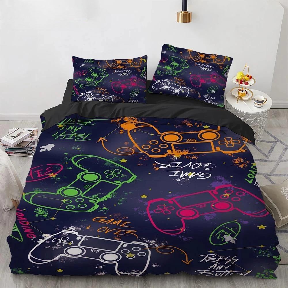 Gamer Bedding Sets for Boy Kid Gaming Duvet Cover Set Queen Video Games Comforter Cover,Playstation Designs Bed Set for Teen Men