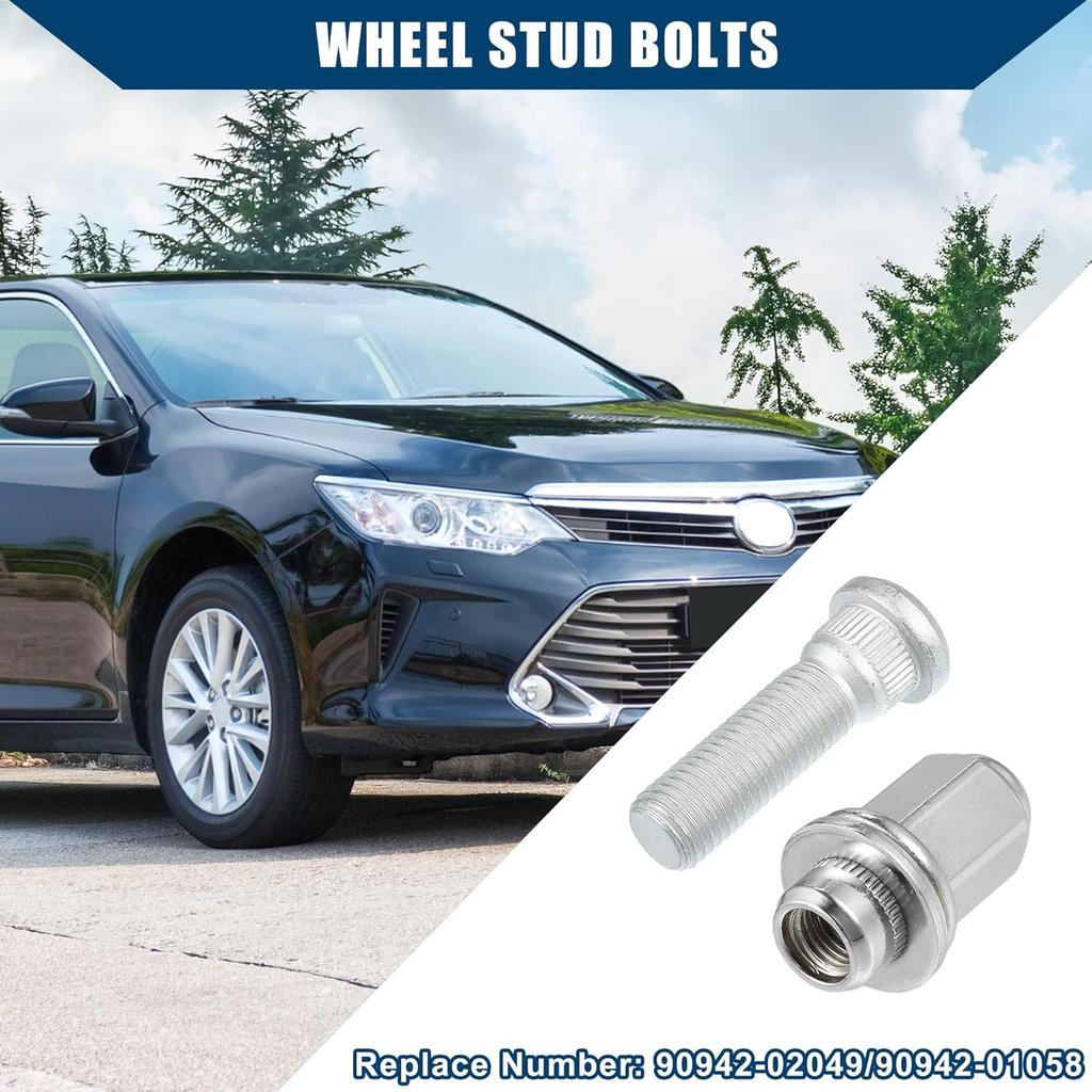No.90942-02049/90942-01058 M12-1.5 Wheel Stud Bolts for Lexus for Toyota for Scion/Front Rear Left Right Wheel Lug Stud/Alloy Steel 14.20mm Knurl