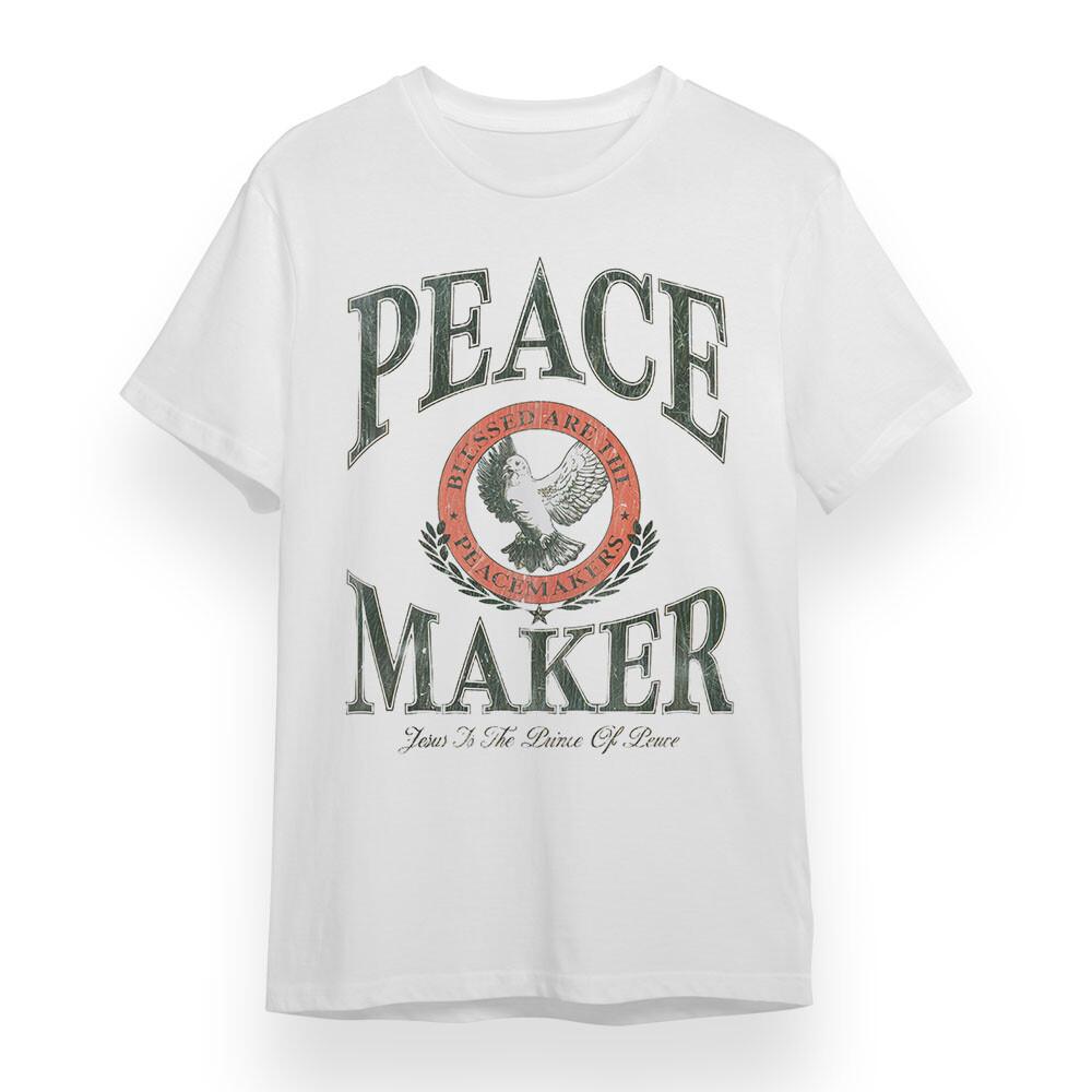 

Women s T-shirt With Peace Maker With Dove Graphic White Cotton Oversize Tee S