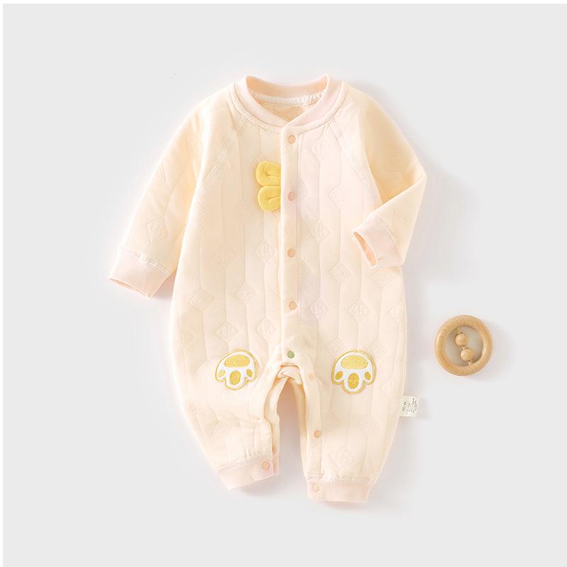 Cozy Air Cotton Baby Romper: Three-Layer Warm, Long-Sleeved Climbing Suit