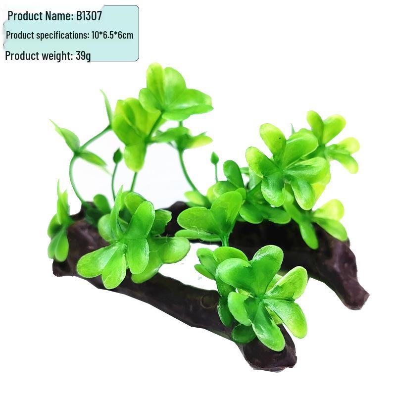 Plastic Driftwood and Bucephalandra Aquarium Decor: Aquatic Turtle Tank Plants & Fish Tank Scenery
