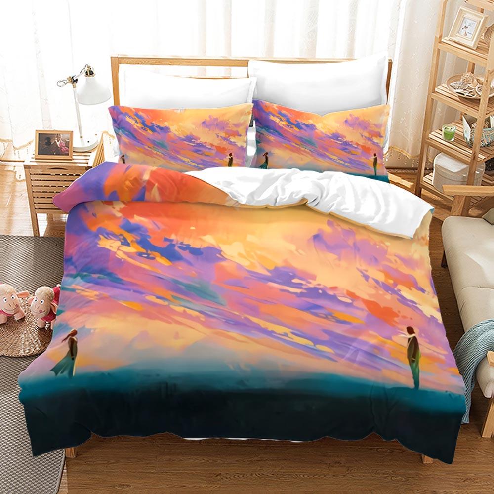 King Quen Lovers Beding Set Single Twin Ful Quen King-Sized Dimensionsd Dimensions Lover Oil Painting Bed Linen Set Aldult Kid Bedrom Duvetcover 012