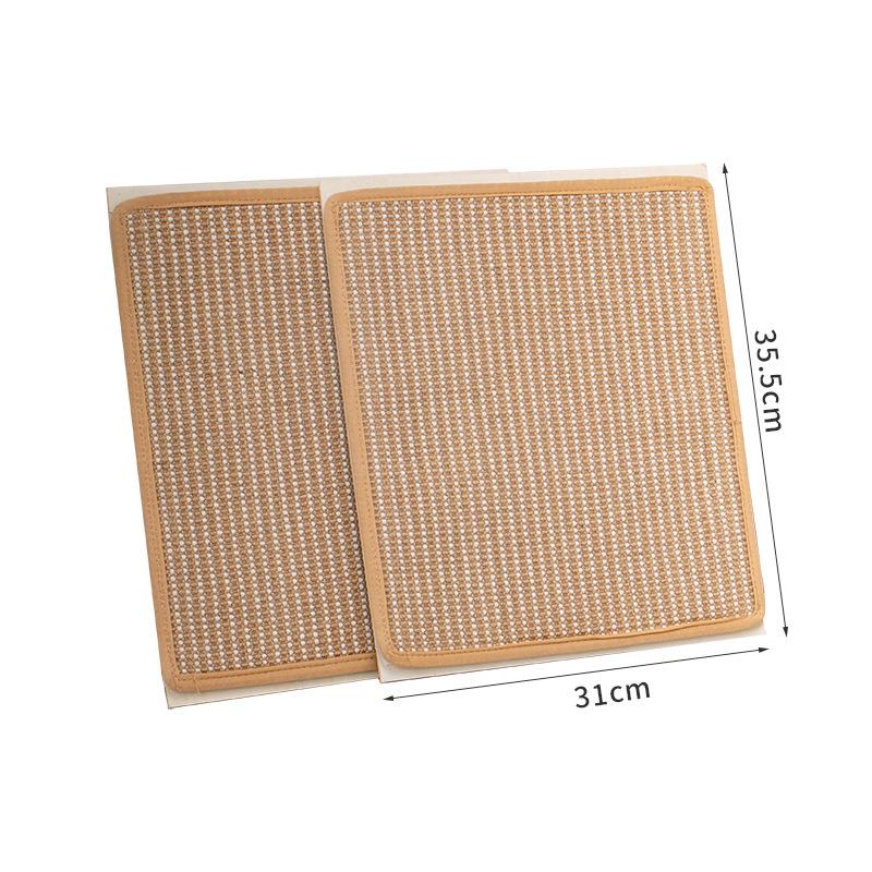 Two-Story Cat Bed with Rattan Mat, Sisal Scratching Post & Solid Wood Frame