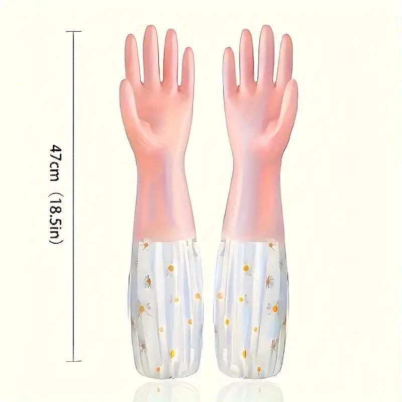 1 Pair Durable Waterproof Pvc Cleaning Gloves Non-Slip Dishwashing Gloves For Kitchen Household Laundry Gloves Multipurpose