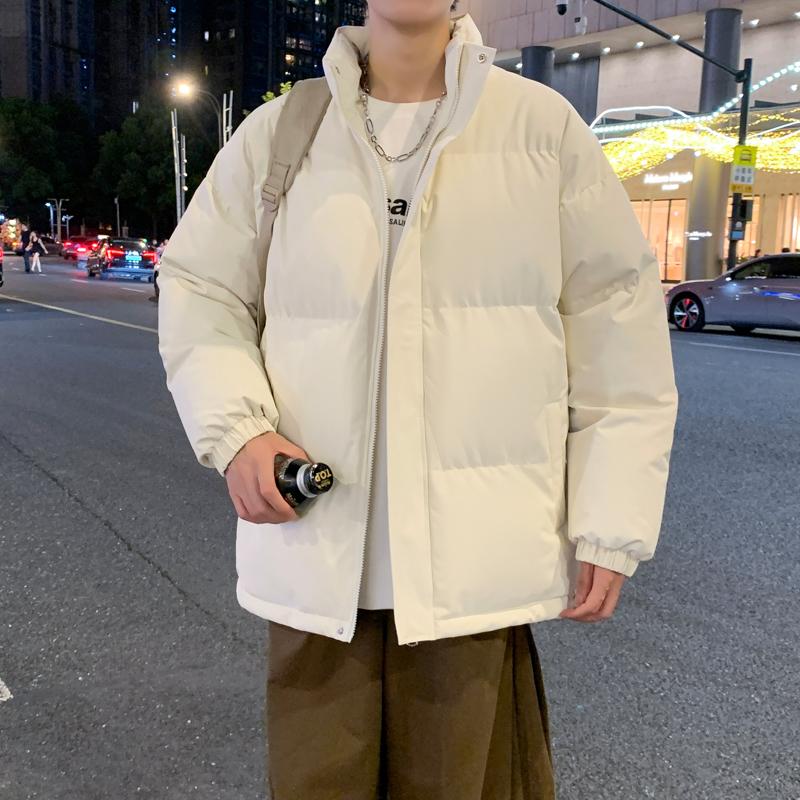 New Stand-up Collar Cotton Coat Men's Solid Color Men's Autumn and Winter Coat Couple Casual Cotton Coat Men's Top Bread Coat