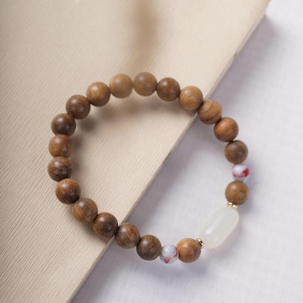 Green Sandalwood Buddhist Beads Bracelet - Single or Multi-Loop Options, Wenwan Wooden Crafts.