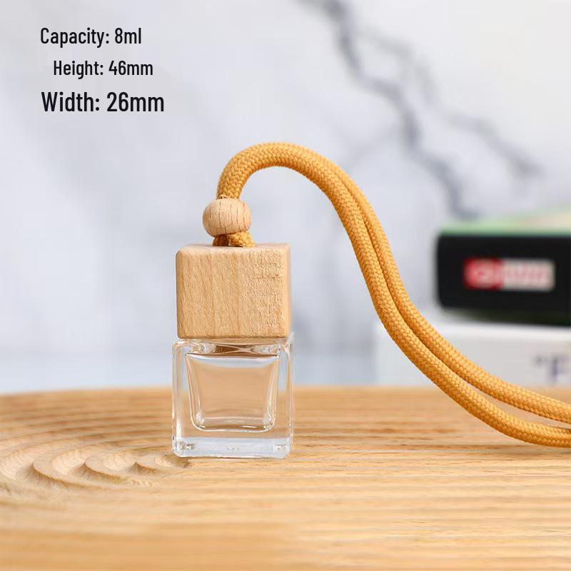 In Stock 8ml Square Car Aromatherapy Bottle - Transparent Glass Pendant Diffuser 8ml