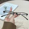 2025 New Fashionable Semi-rimless Myopia Glasses Openwork Temple Arms Unisex Business Minus Diopter Eyeglasses 0 To -4.0