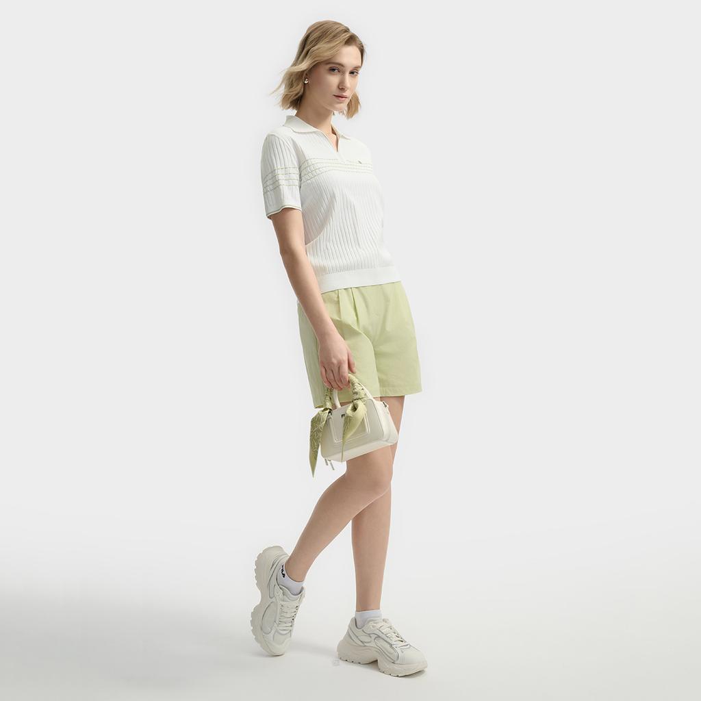 Fila White Versatile Loose Breathable Urban Functional Woven Three-Quarter Casual Shorts Women Shorts Light-Yellow F11W523803F-MT