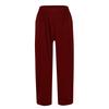 Women's Solid-color Cotton And Linen Casual High-waisted Straight Leg Pants With Loose Elastic Belt Pockets