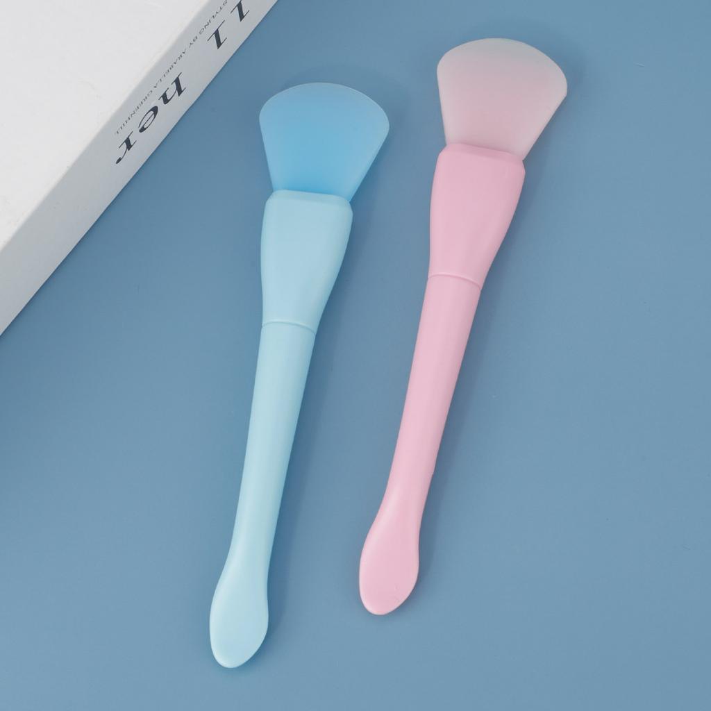 New product with digging spoon double head silicone mask brush silicone soft head mud mask brush digging apply makeup remover c