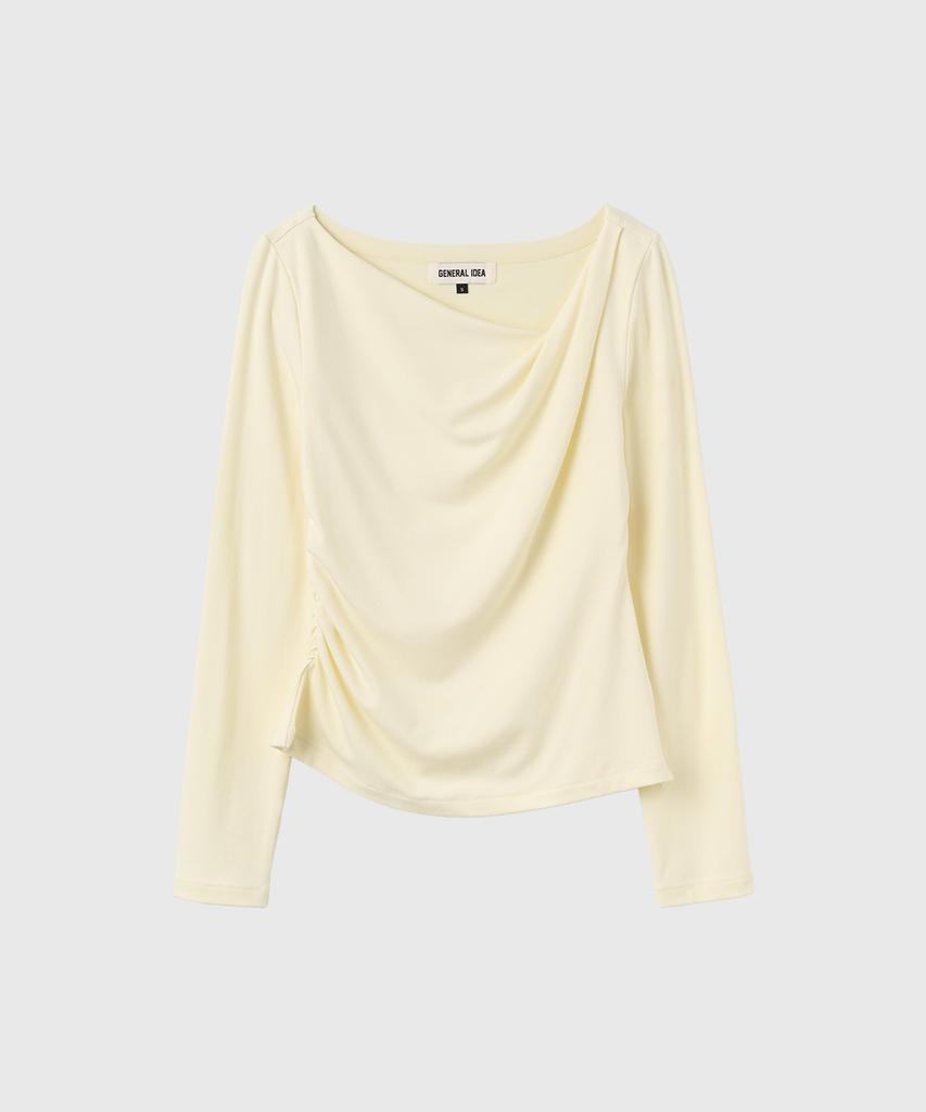 GENERALIDEA Draped Shirred Long Sleeve T-Shirt [Butter] / Gf3Lts503