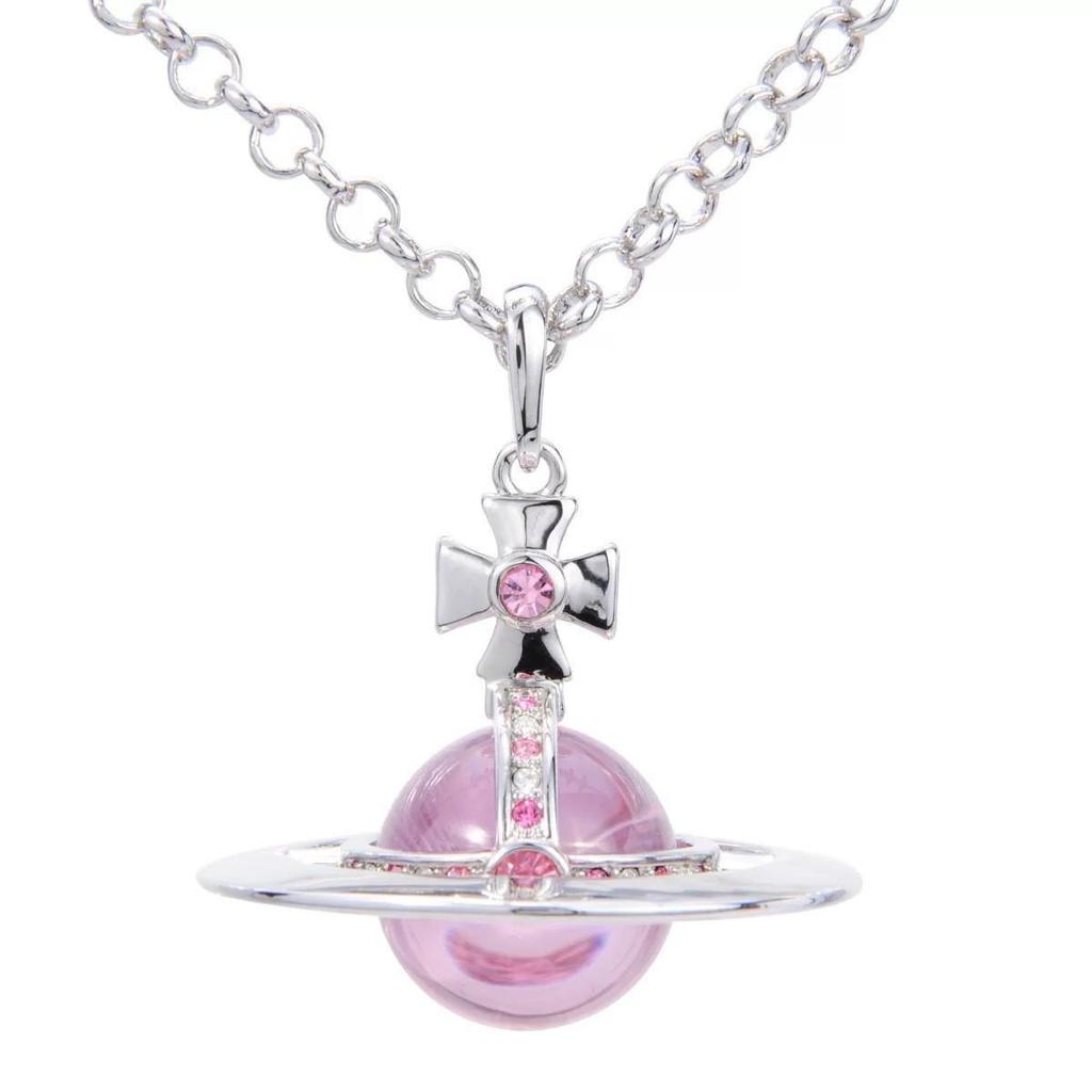 Empress Dowager 3D Earth Necklace: 20mm Glass Bead Pendant with High-End Sweater Chain.