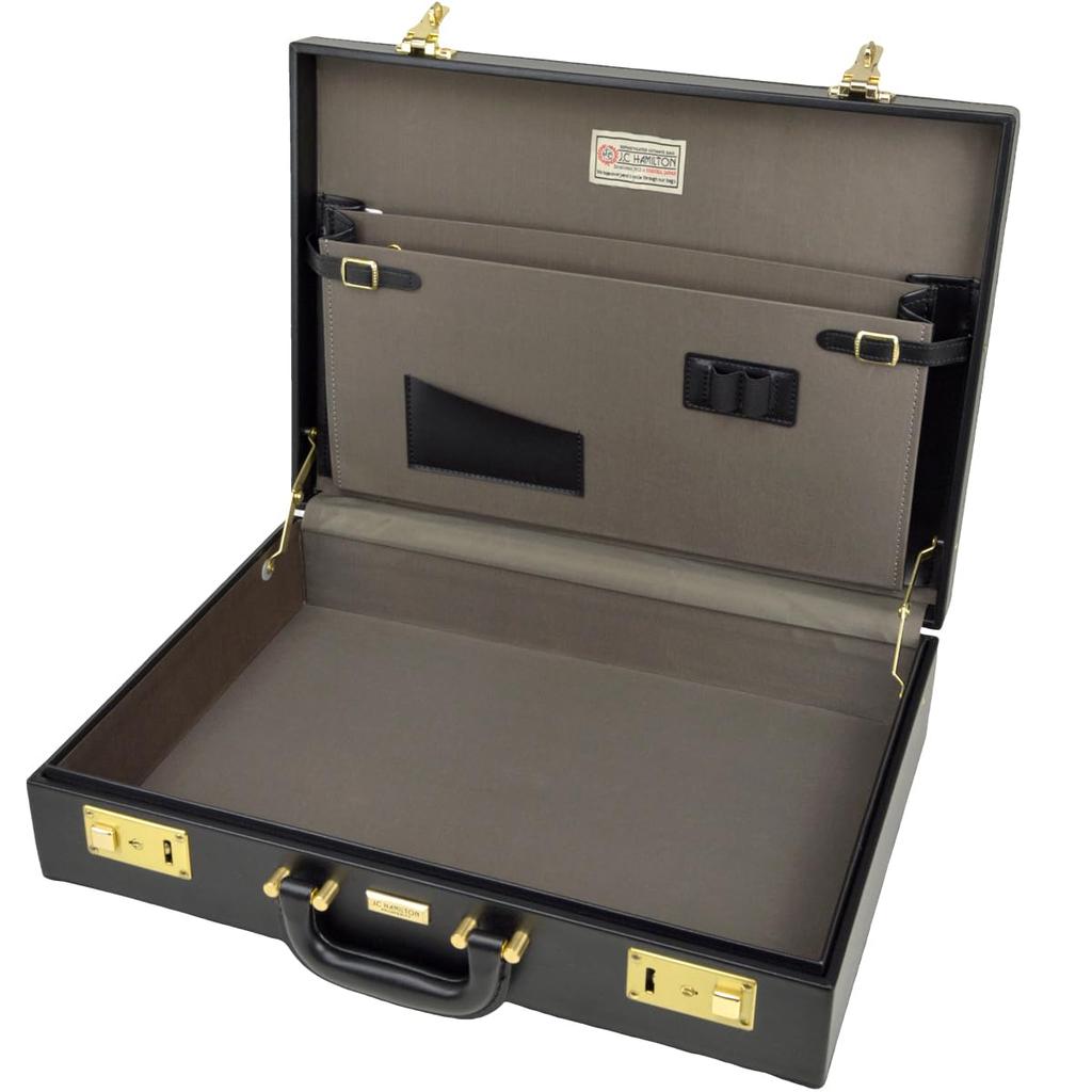 Schwarz, Hergestellt in Japan, Aktenkoffer, A3-kompatibel, Aktentasche, Handtasche, Leder, Hartschloss, Zahlenschloss, PC-Fach, Leicht, Herren, Schlank, Groß