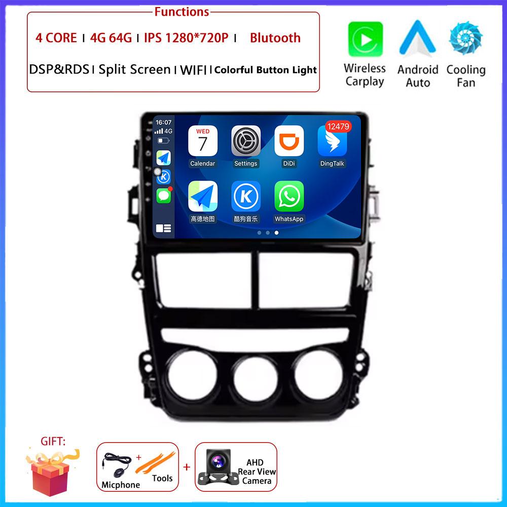 Android  Carplay Auto For Toyota Vios Yaris MT 2017 2018 - 2020 Car Radio Navigation GPS Multimedia Video Player DVD 5G WIFI