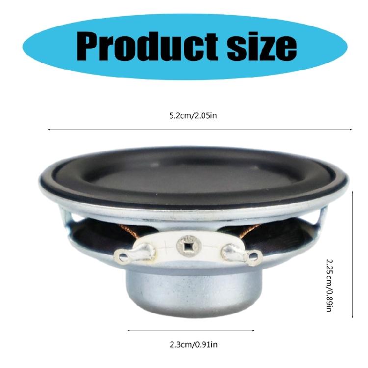 2Pcs Magnetic Speakers 5W 4Ohm 52mm Diameter Round Shape Replacement Loudspeaker Speakers Sound Amplifier Rubber Side