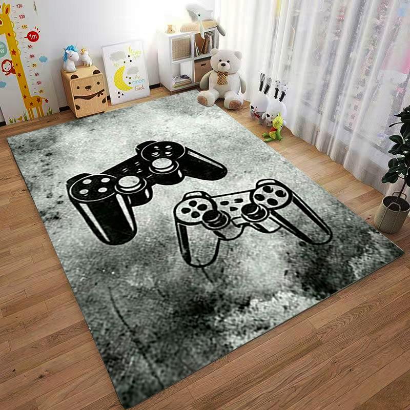 Gaming Controller Carpet with Retro Console Design in Gray Tones Suitable for use as an anti-slip for living room bedroom sofas