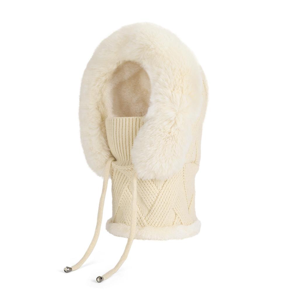 Winter Hat Plush Lining Women'S Woolen Hat Knitted Hat Solid Color For Electric Bike Commuting Winter