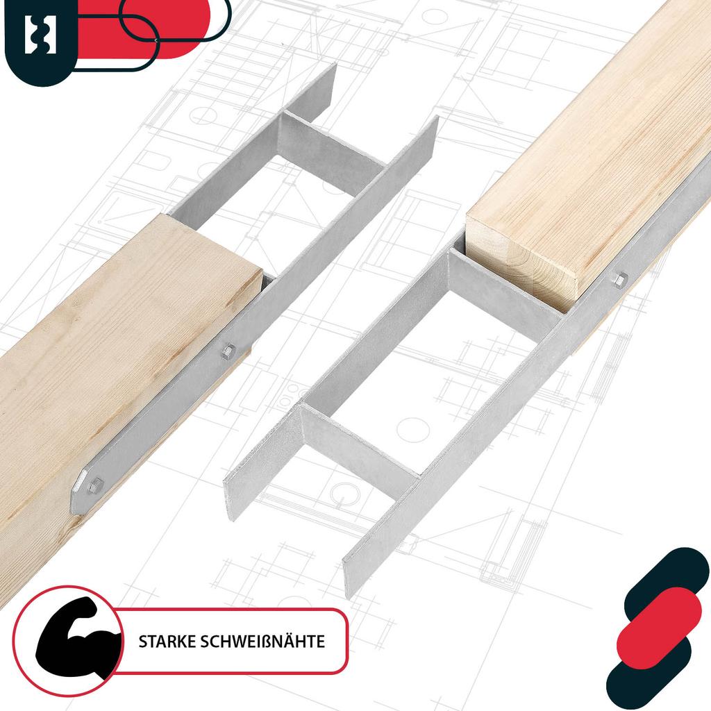 KOTARBAU® H-Post Base for Wall-In Installation Bracket Galvanized Steel Anchor 80 MM Set of 2