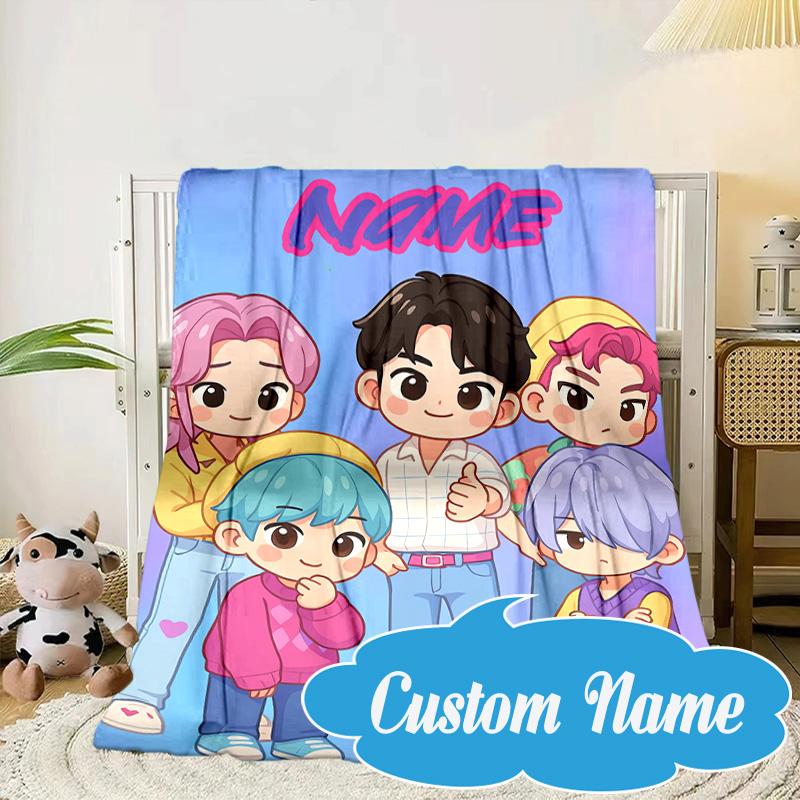 Custom Name Fantasy Friends KPop Blanket bed sofa Blanket Flannel Blanket for Camping, Hiking, Picnic Essentials,gift for Fan family
