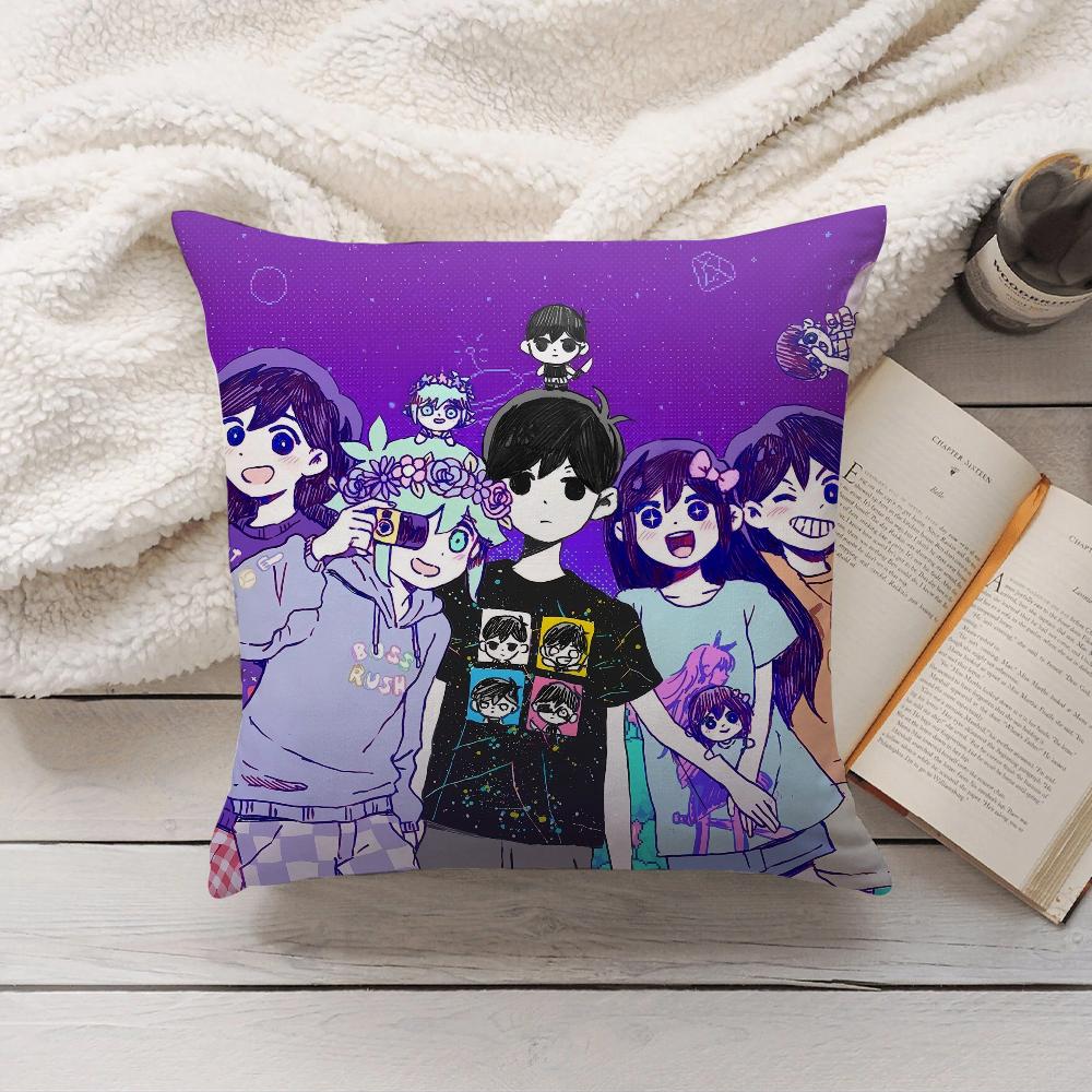 Cartoon Game Omori Pillow Case Home Decoration Cushion Cover Suitable For Bedroom Car Office Sofa