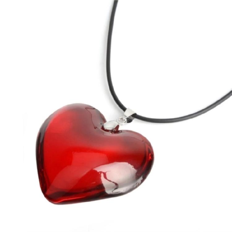 Crystal Glass Heart Necklace Fashion Pendant Necklace Colorful Jewelry Chrismas