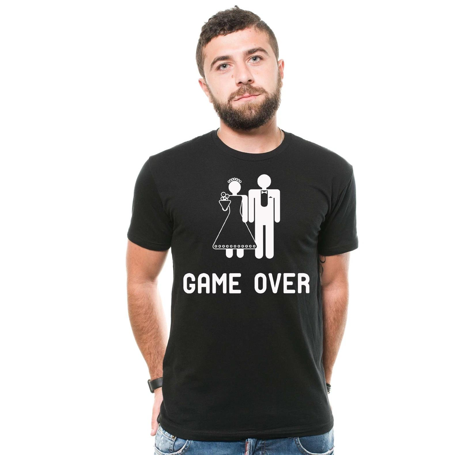 Funny Wedding Joke Shirt Game Over T-Shirt Marriage Wedding Party Tees L