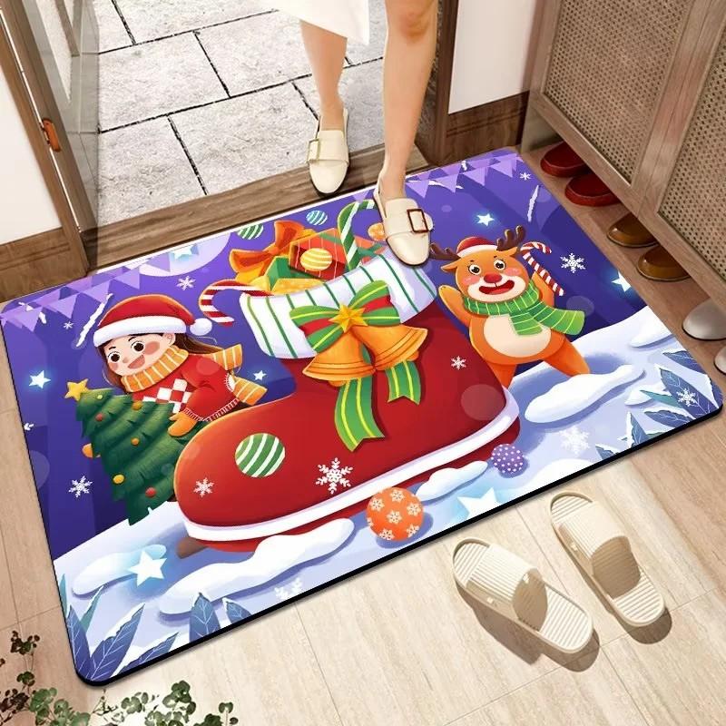 Christmas Door Mat Entry Door Mat Home Festive Cartoon Mat Non-Slip