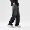 American black high street gradual change jeans men's autumn and winter tide brand loose washed straight pants old scimitar wide leg pants