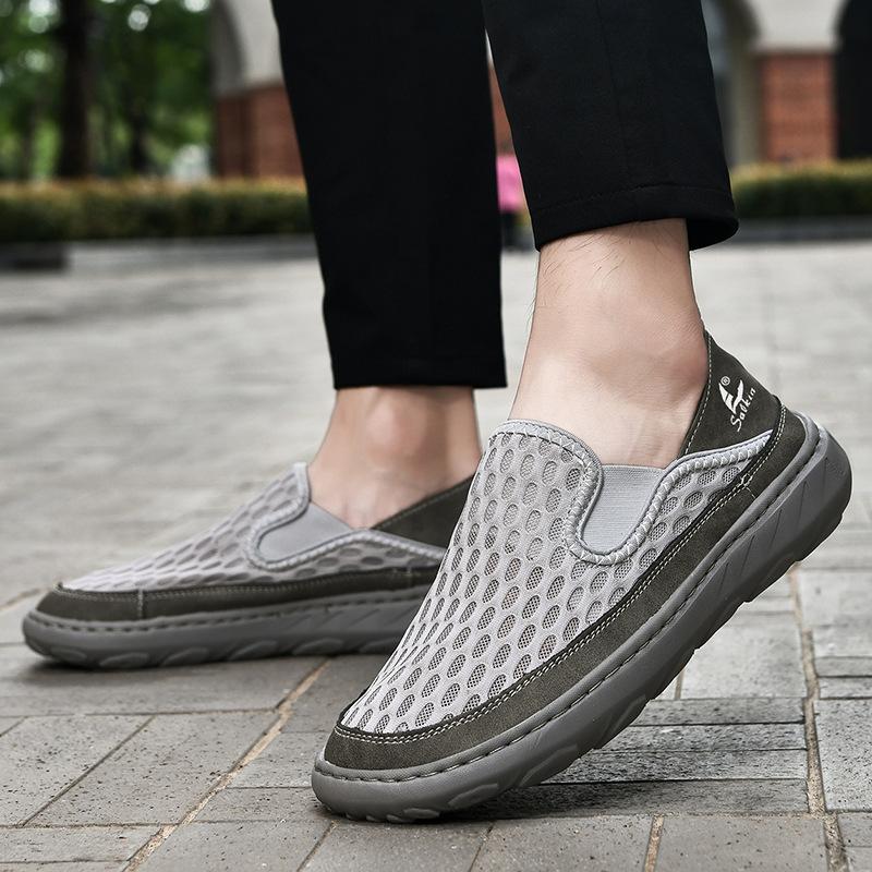 Summer Men's Breathable Casual Mesh Shoes with Soft Soles and Soft Surfaces, Slip Resistant Stitching for Shoe Making