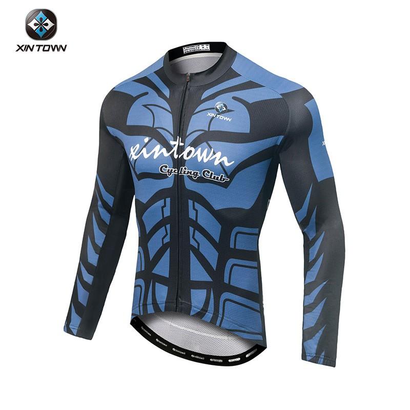 Mens Long Sleeve Cycling Jersey Moisture Wicking Bike Wear Road Riding Top