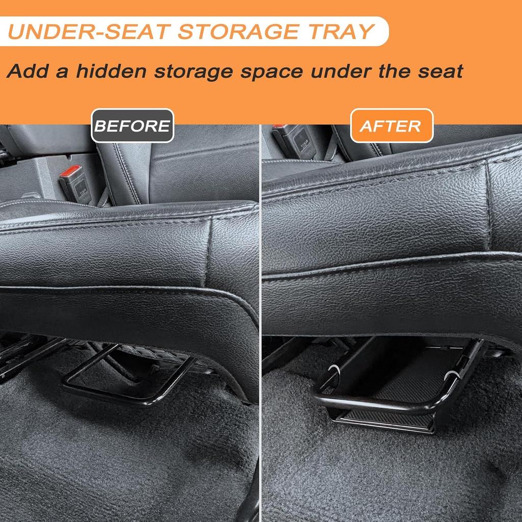 JKCOVER Front Under Seat Storage Organizer Tray Compatible With Jeep Wrangler JL/JLU 2018-   2024 2025 And Jeep Gladiator JT Truck - 2024 2025 Hidden