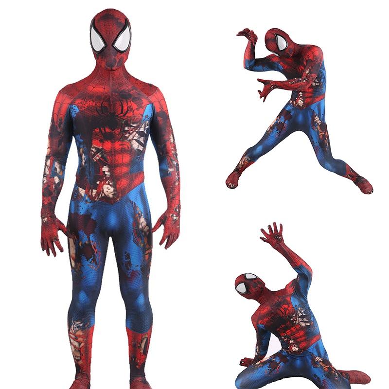 Spooky Spider-man Cosplay Costume Unisex Jumpsuit With Perfect Stitches And Little Shiny Spandex Material.