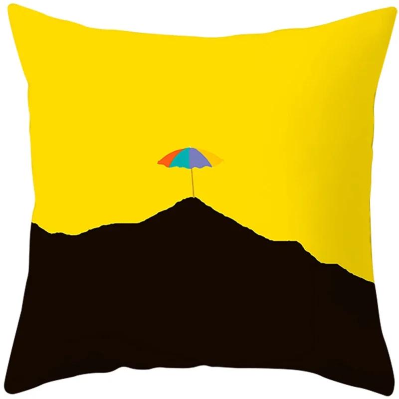 Summer Yellow Pineapple Leaf Print Pillow Case Home Decor 100% Polyester Throw Pillow Cover for Sofa Funda Cojin 45*45 Cushions