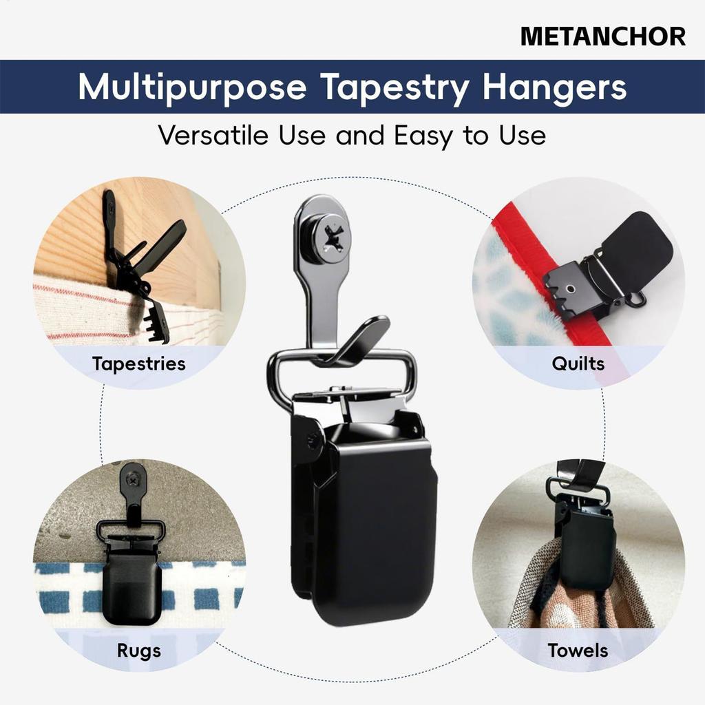 Tapestry Wall Hangers 4 Pieces Removable Heavy Duty Clip Tapestry Wall Clamps For Display Pictures Posters Frames Art Canvas