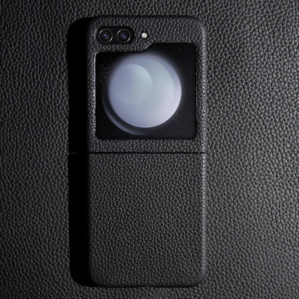 Applicable To Samsung Mobile Phone Case Flip5 Leather Leather Case High-End Protective Case Clamshell Folding Screen Zflip5 Mobile Phone Case