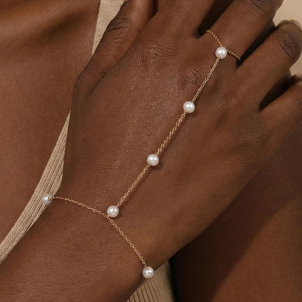 CANNER 925 Silber Herzform Blütenblatt CZ Funkelnder Zirkon Armband Ring Kette Für Frauen Minimalismus Handkette Armbänder