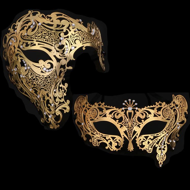 Metallische Halbmaske mit glitzernden Verzierungen für Hochzeiten, Halloween und Veranstaltungen