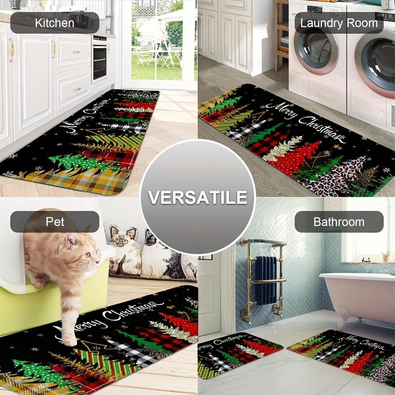 1 Stück Anti-Ermüdungs-Küchenteppich mit Aufschrift „Frohe Weihnachten“, wasserdicht, rutschfest, dick gepolstert, Küchenmatte, strapazierfähig, bequeme Stehmatte für die Küche