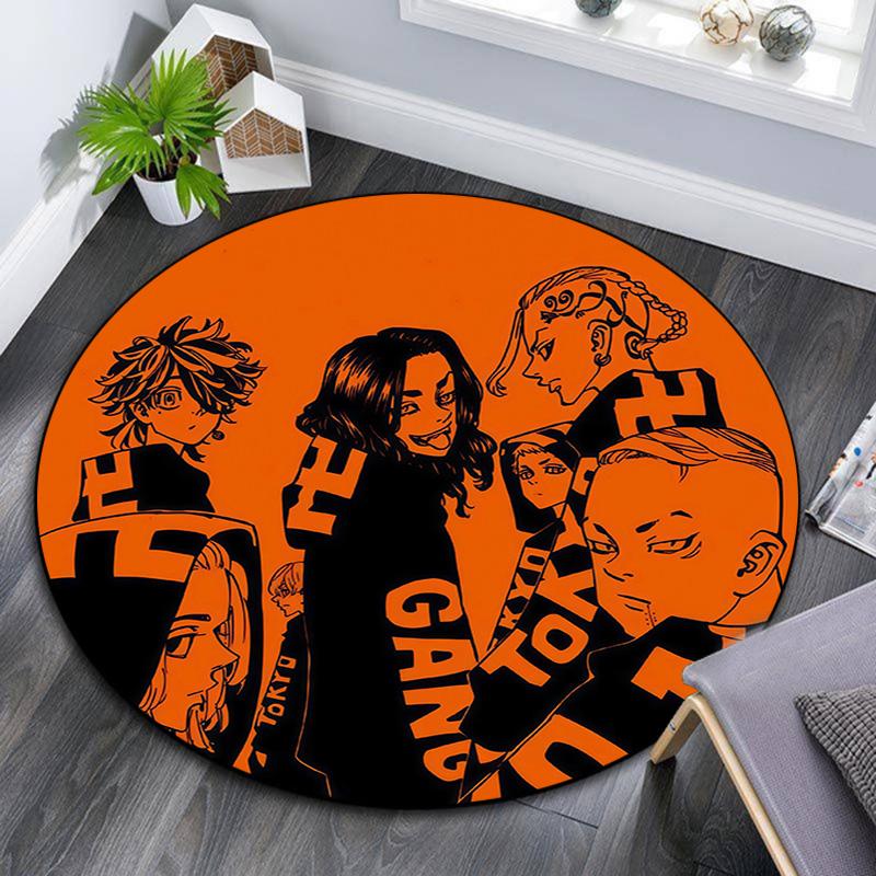 Tokyo Revengers Round Area Rug,Carpet Rug for Living Room Bedroom Sofa Playroom Decor,Non-slip Floor Mat