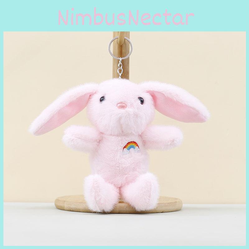 Rainbow Eared Long Rabbit Keyring Soft Stuffed Toy For Kids And Teens Cotton Pp