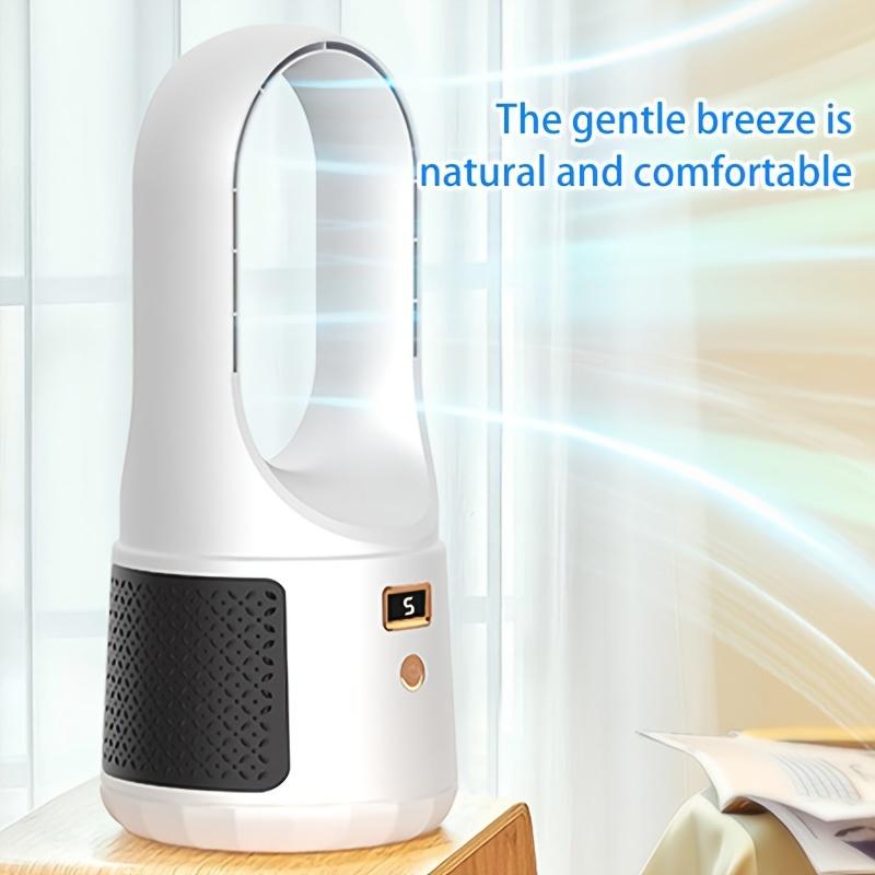 Bladeless Desk Fan, Portable Quiet Cooling Fan, Low Noise Energy-Efficient Personal Circulator Fan with Digital Display for Home & Office Use