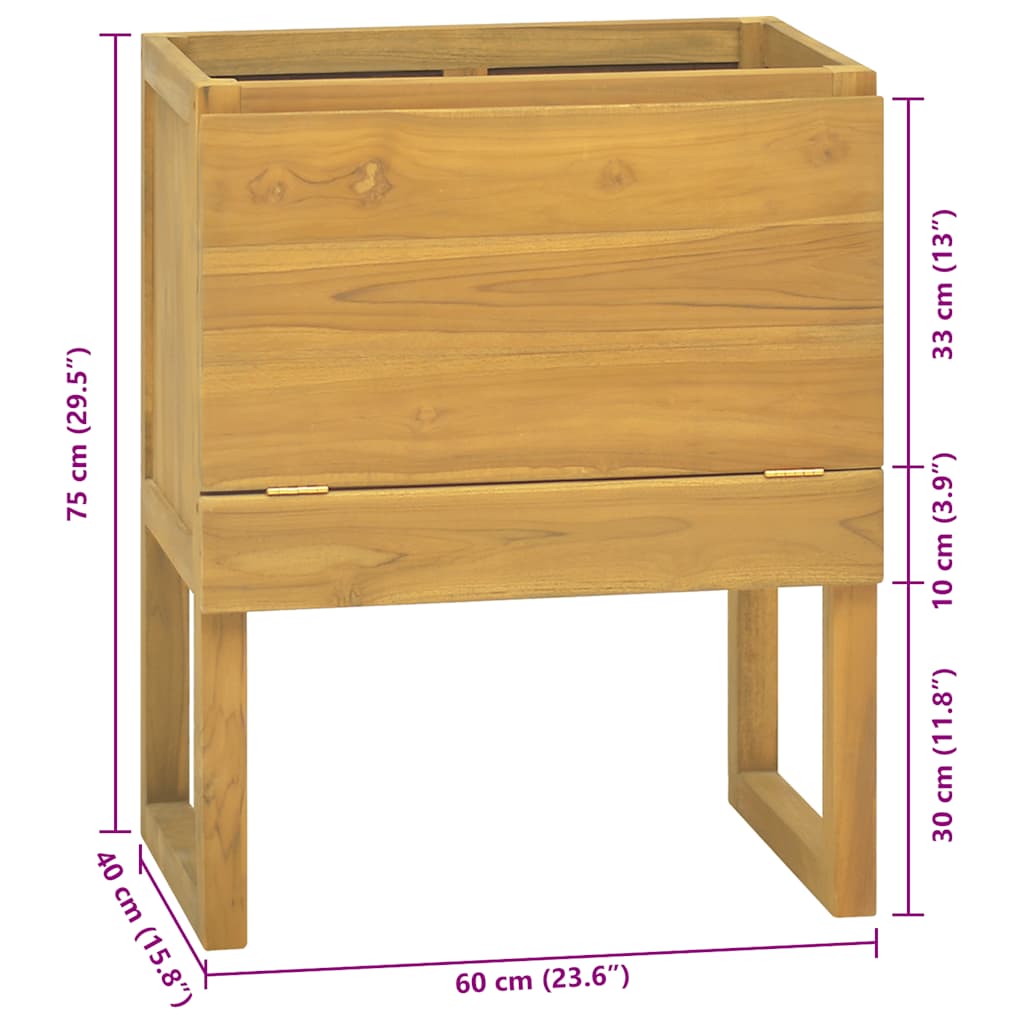 Bathroom Cabinet 60 x 40 x 75 cm Solid Teak Wood