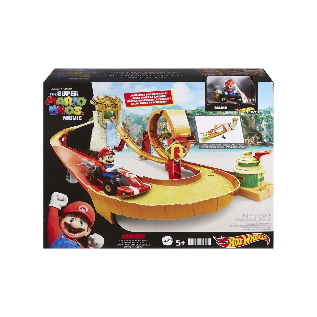 Hot Wheels Der Super Mario Film Dschungel Königreich Rennen 1 Mario 5 und HMK49 Bros. (Inklusive Kart) [Miniaturauto] [Spielset] [Ab X Jahren] [Geschenk]