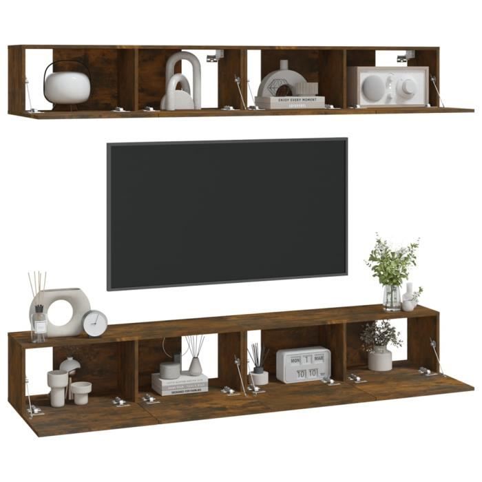 VidaXL Wall-mounted TV Units 4 Pcs Smoked Oak 100x30x30 Cm 3114195