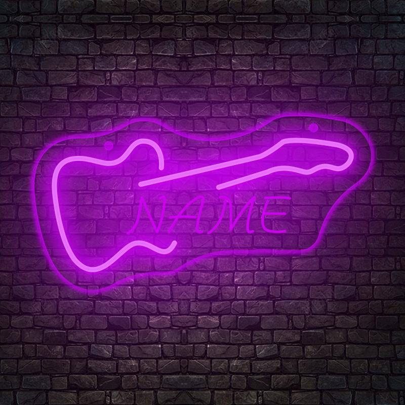 Vlastní neonový nápis kytary - LED nástěnná dekorace napájená přes USB, Ovládání tlačítkem, Na zavěšení na zeď pro studio/KTV/kapelu/bar/pánský pokoj/ložnici